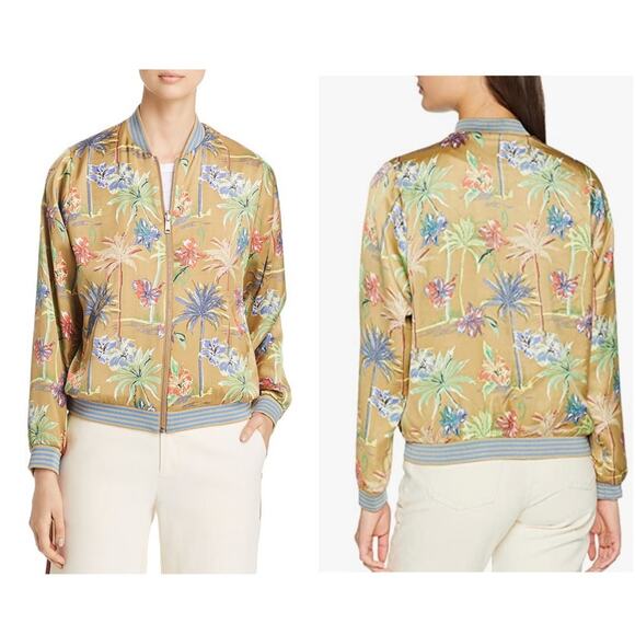 Scotch & Soda Tropical Palm Tree Reversible Satin Bomber Jacket - Picture 2 of 10